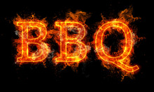 BBQ Word Written Text In Flames