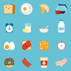 Poster - Breakfast icons set