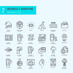 Thin line icons set. Icons for business, marketing, e-commerce.    