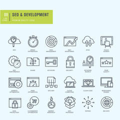 Wall Mural - thin line icons set. icons for seo, website and app design and development.
