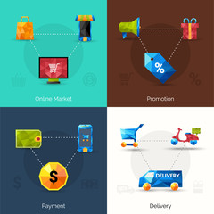 Sticker - E-commerce Polygonal Icons