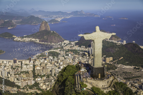 Fototapeta Rio de Janeiro, Brazylia: Widok z lotu ptaka na zatokę Chrystusa i Botafogo
