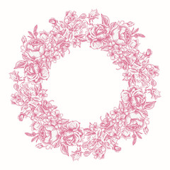 Wall Mural - Floral round frame.