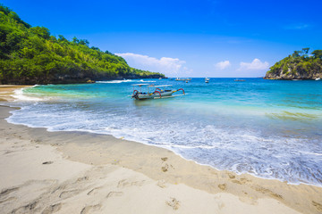 Tropical coastline of Nusa Penida island.