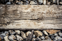 Old Wooden Sleeper On Railway Track