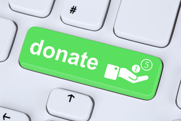 Wall Mural - donate money donation symbol on computer keyboard