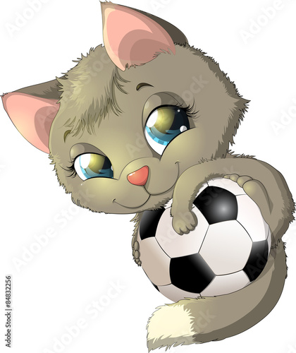 Naklejka dekoracyjna kitten and ball