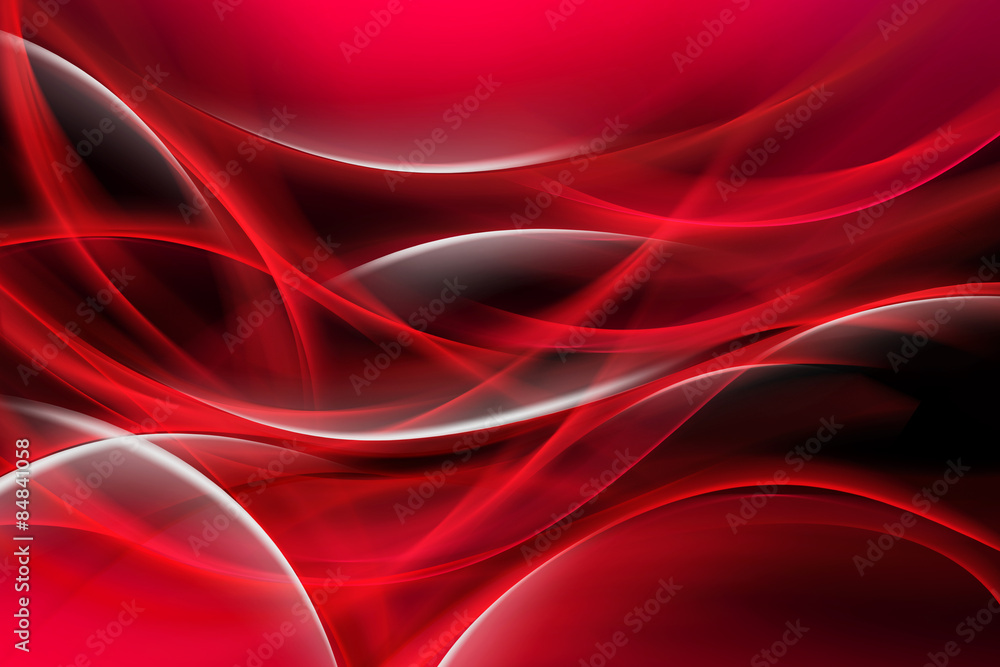 Red Bright Waves - obrazy, fototapety, plakaty 