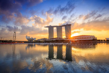 Sunrise In The Morning At Singapore Marina Bay