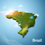 Fototapeta  - Realistic 3D Map of Brazil