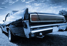 Tail End Of Classic Car In Blue Color Tone