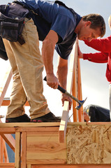 Wall Mural - Layout and installation of roof rafters 