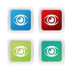 Wall Mural - set of squared colorful buttons with eye symbol