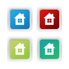 Wall Mural - set of squared colorful buttons with house symbol