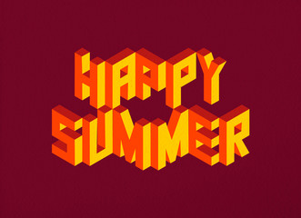Wall Mural - Isometric Happy Summer quote background