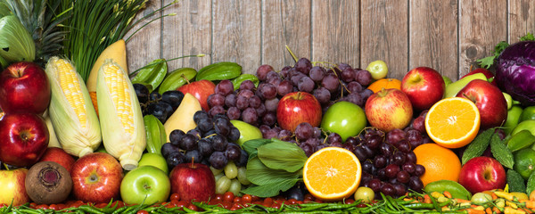 Wall Mural - Tropical fruits and vegetables organics for healthy