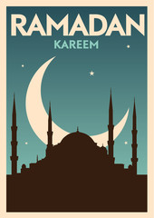 Ramadan Poster Design with Vector Mosque