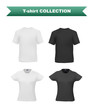 T-shirt template collection isolated on white