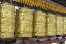 Closed Up The Prayer Wheel At Temple In Kathmandu, Nepal
