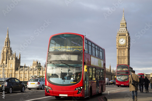 Cuadros en Lienzo Reino Unido - Londres - Rojo Autobús de dos pisos