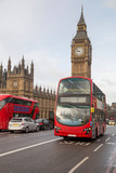 Fototapeta Big Ben - UK - London - Red Double Decker Bus