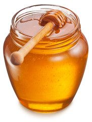 Wall Mural - Glass can full of honey. Clipping paths.