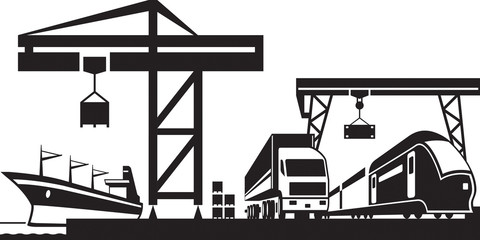 Wall Mural - Cargo terminal scene - vector illustration