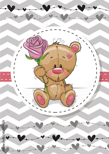 Obraz w ramie Bear with a flower