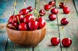 ripe juicy cherry in a  bowl