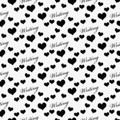 Canvas Print - Black and White I Love Writing Tile Pattern Repeat Background