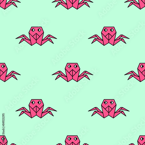Naklejka samoprzylepna Ładny krab origami wzór. 