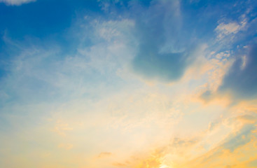 image of sunset sky for background usage .