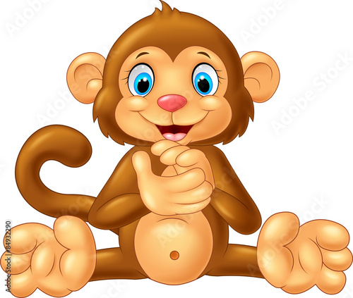 Naklejka na drzwi Cartoon monkey clapping hand