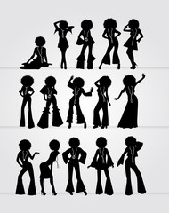 Vintage 70-80 black silhouettes of womans 