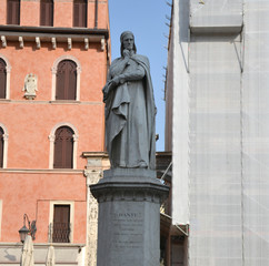 Statue of Dante in the historic center of Verona