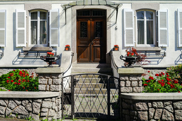 Wall Mural - Typical alsacien house in small village, Bas-Rhin