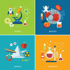 Wall Mural - science concept ,physics ,chemistry,biology flat design