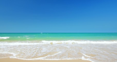 Wall Mural - Sea waves rolling on empty sandy beach