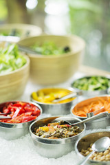 mixed vegetables in salad bar display