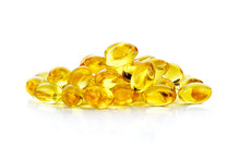 Fish Oil Capsules Isolated On The White Background