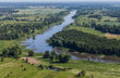 aerial view of the  Odra river near Scinawa town