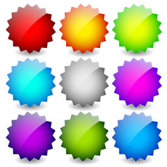 Poster - Blank starburst shapes, price flashes. Set of 9 colors.