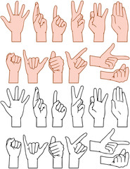 Fototapete - Universal Hand Signs Gestures