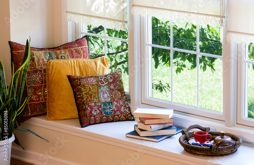 Fotografie, Obraz Coffee, Books and Pillows at the Reading Corner