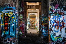 Graffiti Under An Abandoned Pier In Philadelphia, Pennsylvania.