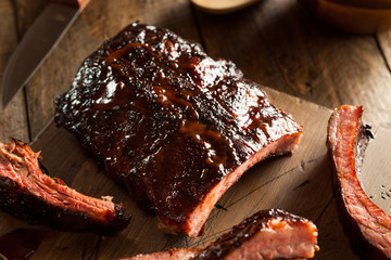 Canvas Print - Homemade Smoked Barbecue Pork Ribs