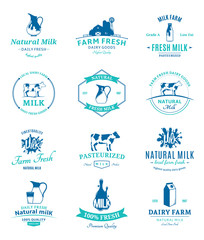 Wall Mural - Set of Vector Milk Logos, Labels and Design Elements