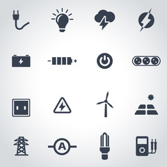 Sticker - Vector black electricity icon set