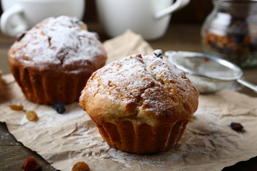 Wall Mural - Muffins with raisins