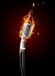 Retro singing microphone in fire